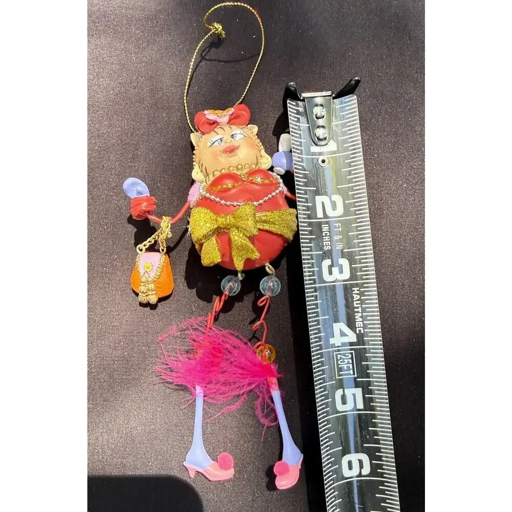 Vintage Katherines Collection Dangle Leg Fancy Cat Christmas Ornament Rare! -K2